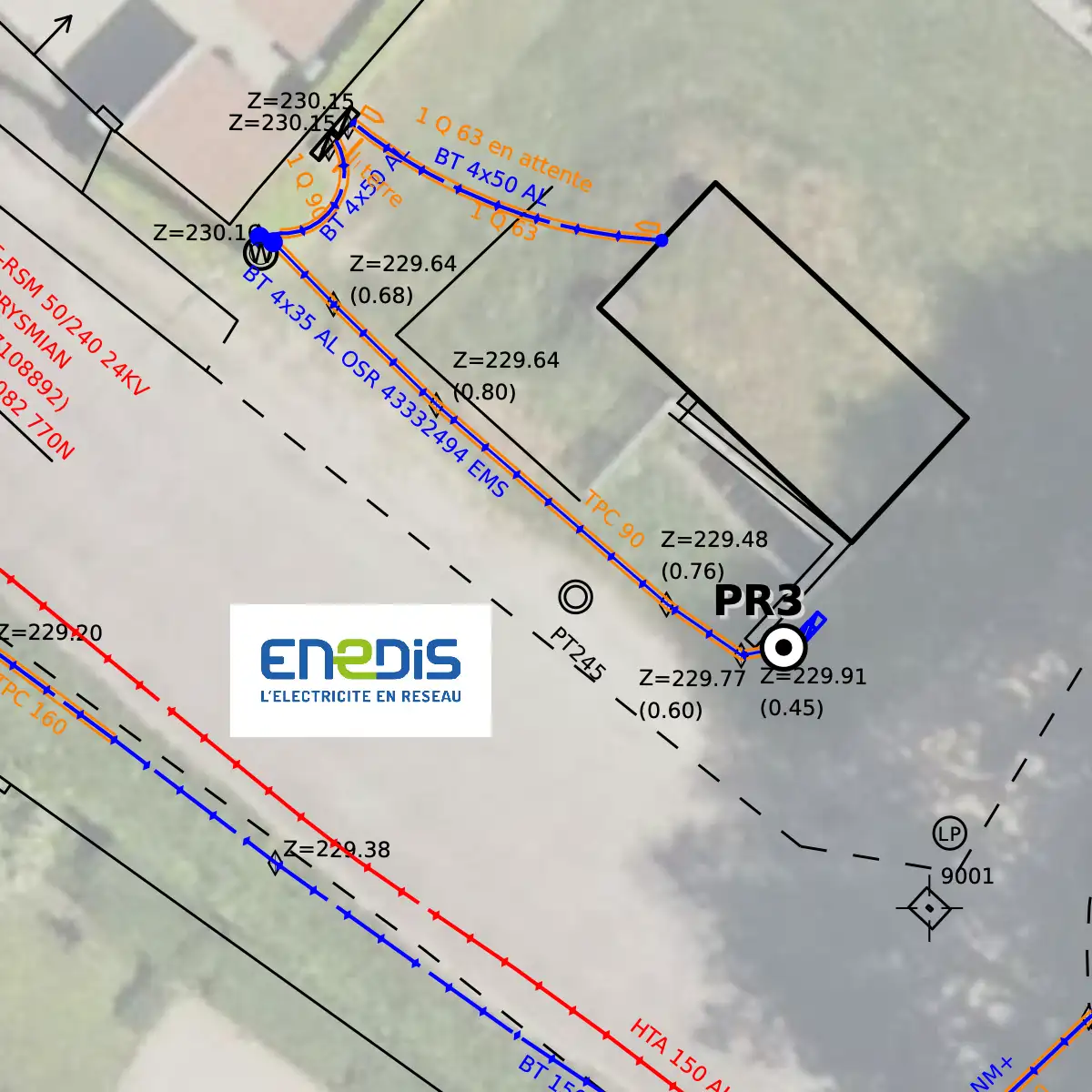 Plan des réseaux électriques